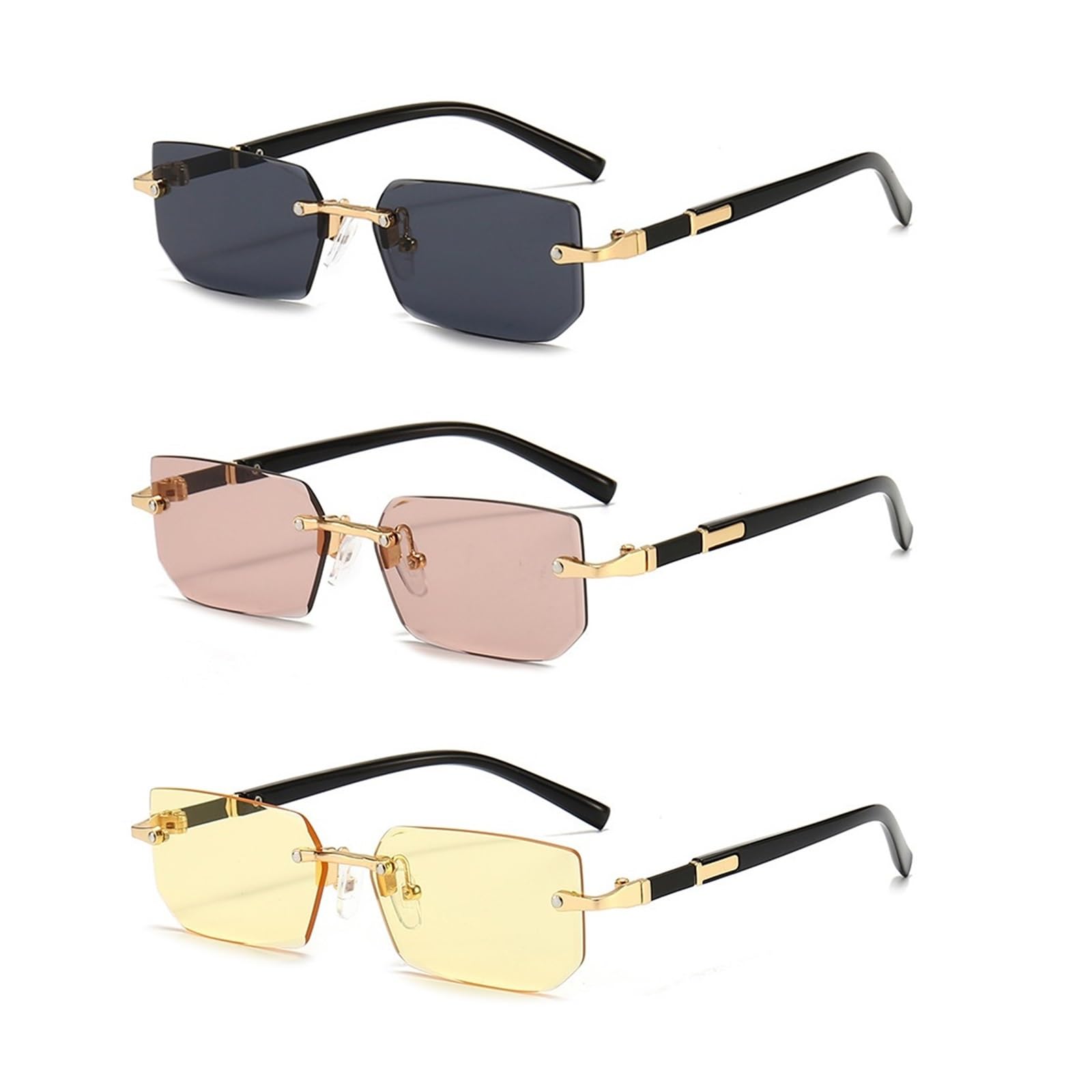 Gafas de sol rectangulares sin montura for hombres y mujeres
