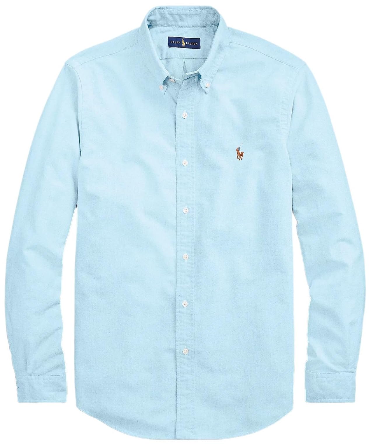Polo Ralph Lauren Mens Classic Long Sleeve Oxford Shirt, Ralph Lauren Agean Blue., Medium
