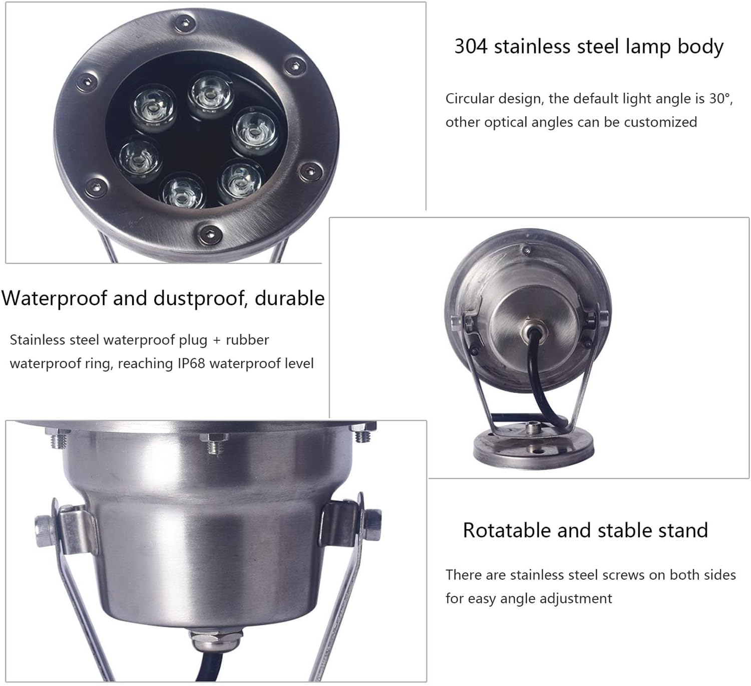 Podwodne światło Stawu Obrotowa Lampa Fontannowa Ip68 Wodoodporna Niskonapięciowa Ac12 24v Zatapialne Oświetlenie Basenowe Led Ze Stali Nierdzewnej Na Zewnątrz I, Red, 6W-AC24V