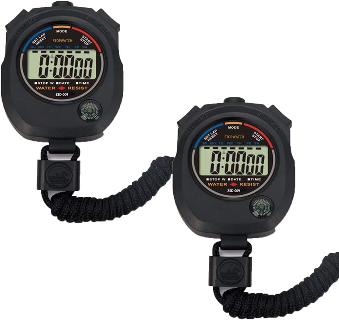2 Pack Multi-Function Electronic Digital Sport Stopwatch Timer