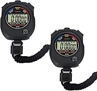 Pgzsy 2 Pack Digital Sports Stopwatch Timer - Large Display, 1/100 Sec Split, Date/Time/Alarm for Coaches & Referees
