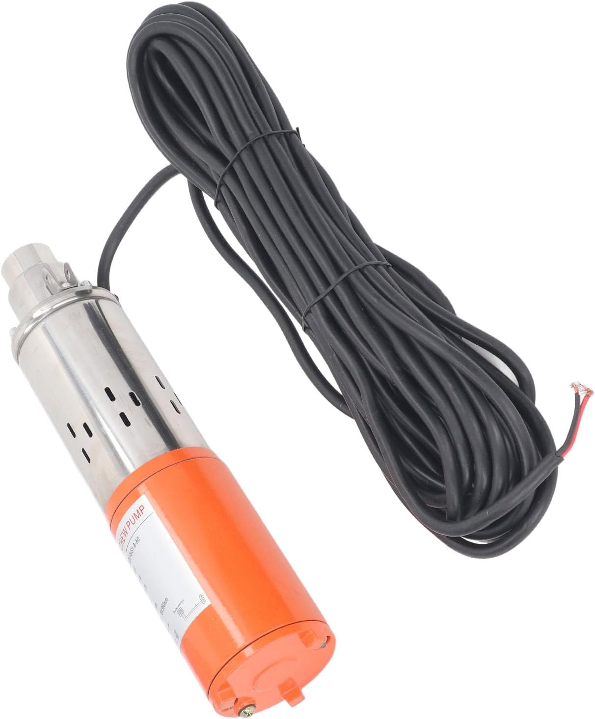 Eujgoov Solar DC Pump, Stainless DC Screw Pump, Screw Deep Well Steel, Copper Motor, 48V 400W, 60m, 1.8m ³ / H, for Irrigation, Submersible Deep Well
