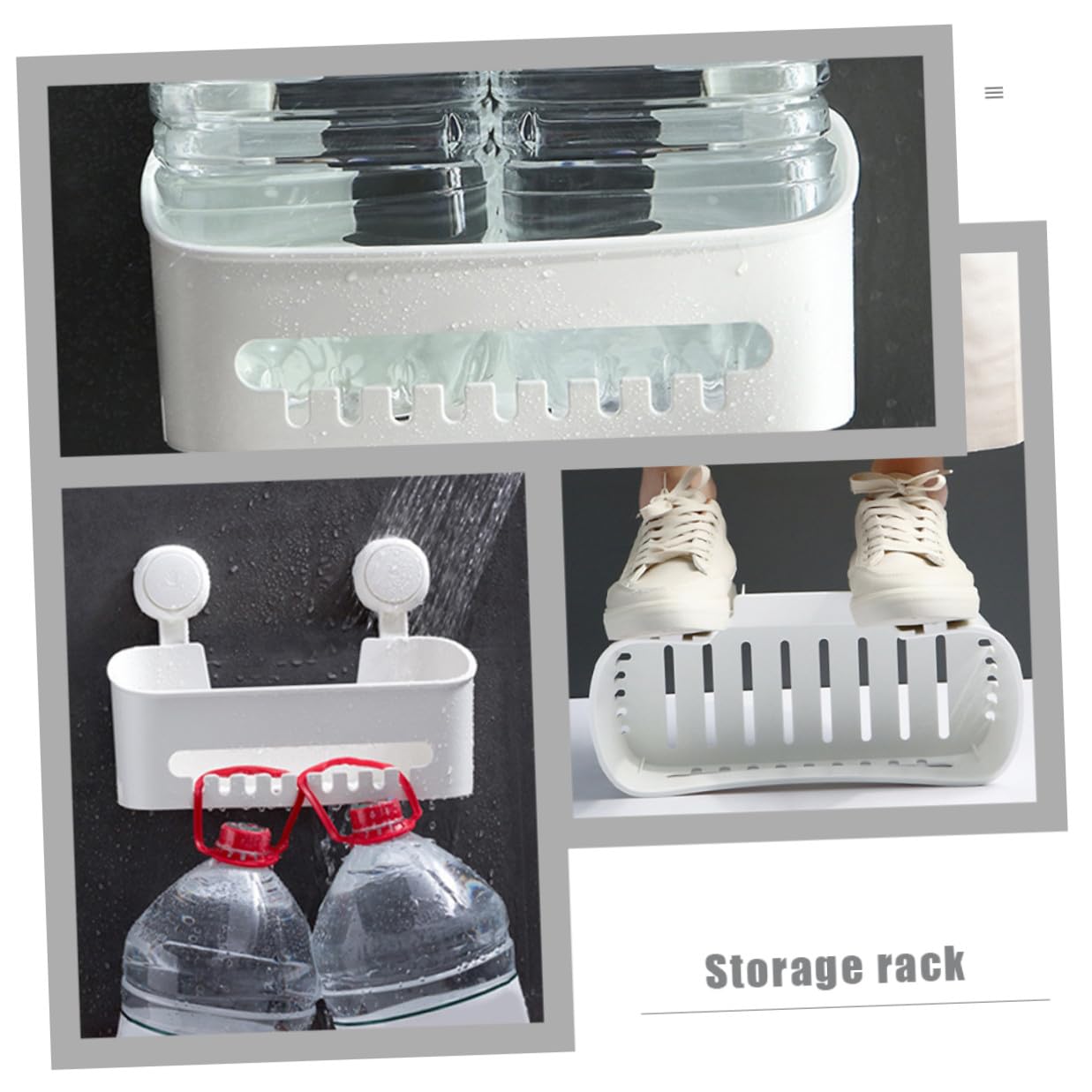 Étagère de Rangement à Ventouses pour Salle de Bain en Abs Blanc