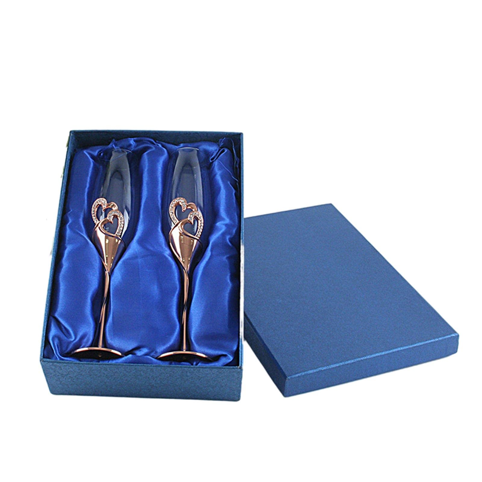Copas de champán para brindis de boda y momentos mágicos con cristal y oro rosa