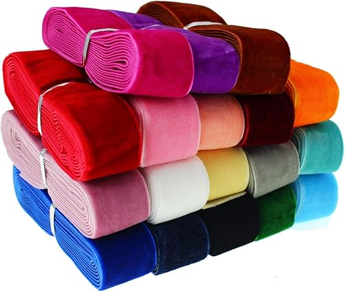 Cinta de terciopelo de una sola cara de 36 yardas de 1 pulgada para envolver paquetes, hacer clips para el pelo, costura, diademas de bebé,