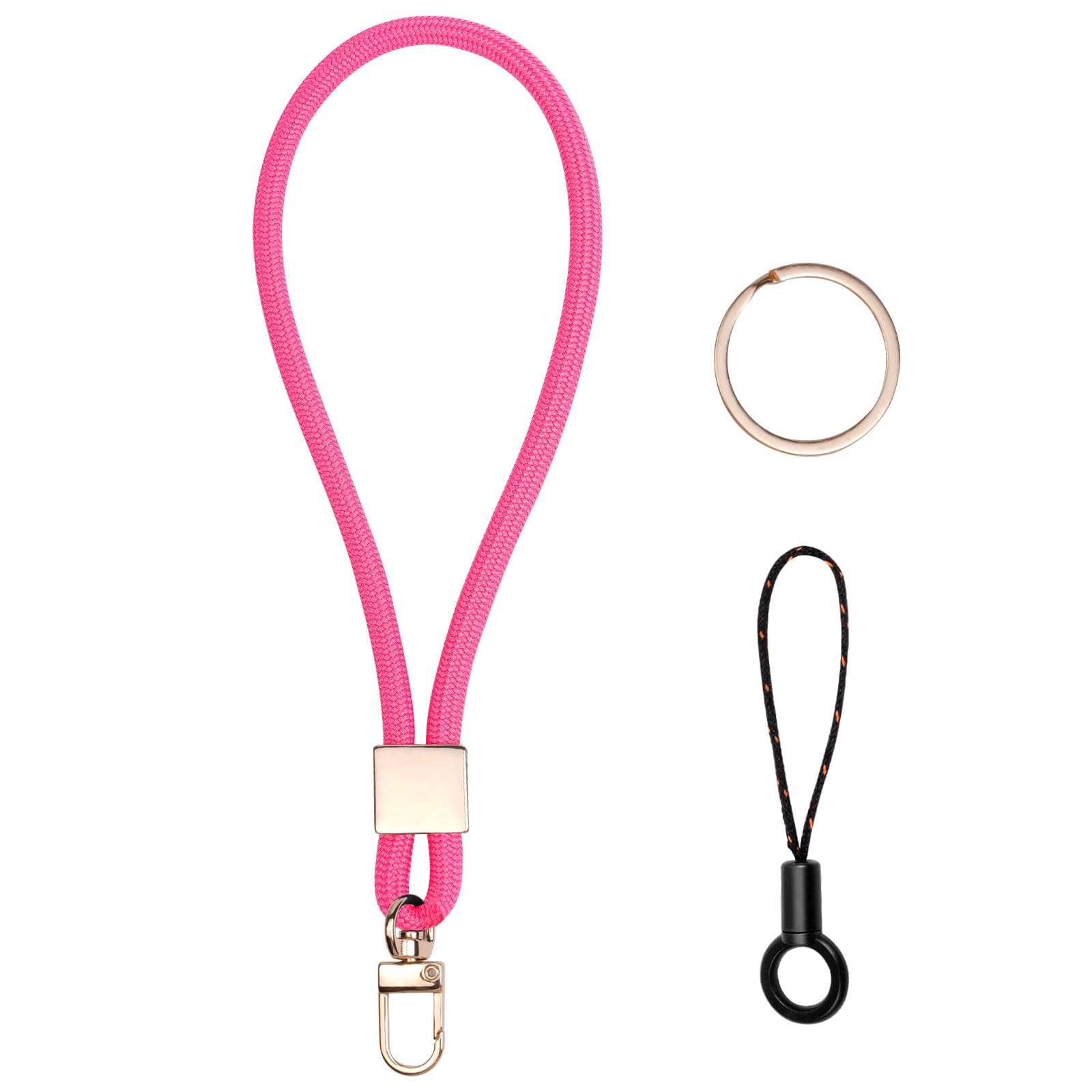 Vicloon Schlüsselband Kurz, Nylon Lanyards mit karabiner, Schlüsselbänder Umhängebänder mit Drehbarem Metallclip Abnehmbare Neck Lanyard Langes Handgelenk Paracord Schlüsselanhänger(Rosa)