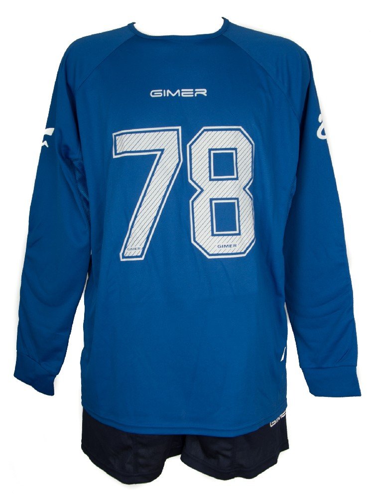 GIMER Tuta Completo Portiere Maglia Maniche Lunghe Pantaloni Corti con Rinforzo Articolo 2/314 Kit Portiere COOLDRY, 08 Olimpico, L