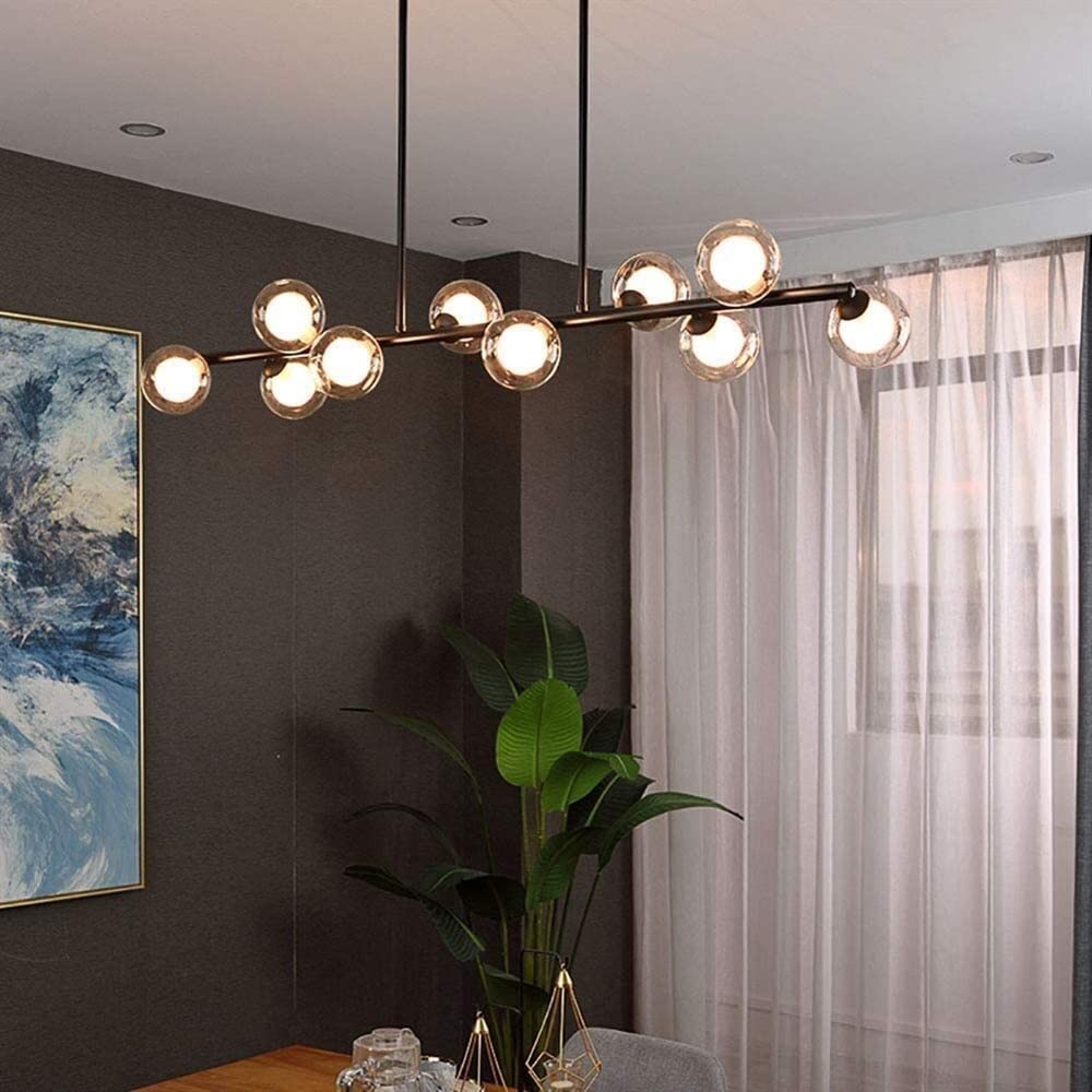 Lampada a sospensione Lampadari in vetro di metà secolo sopra il tavolo Lampada a sospensione moderna lineare con paralume in vetro bianco latte compatibile con la cucina con isola, sala da pranzo,