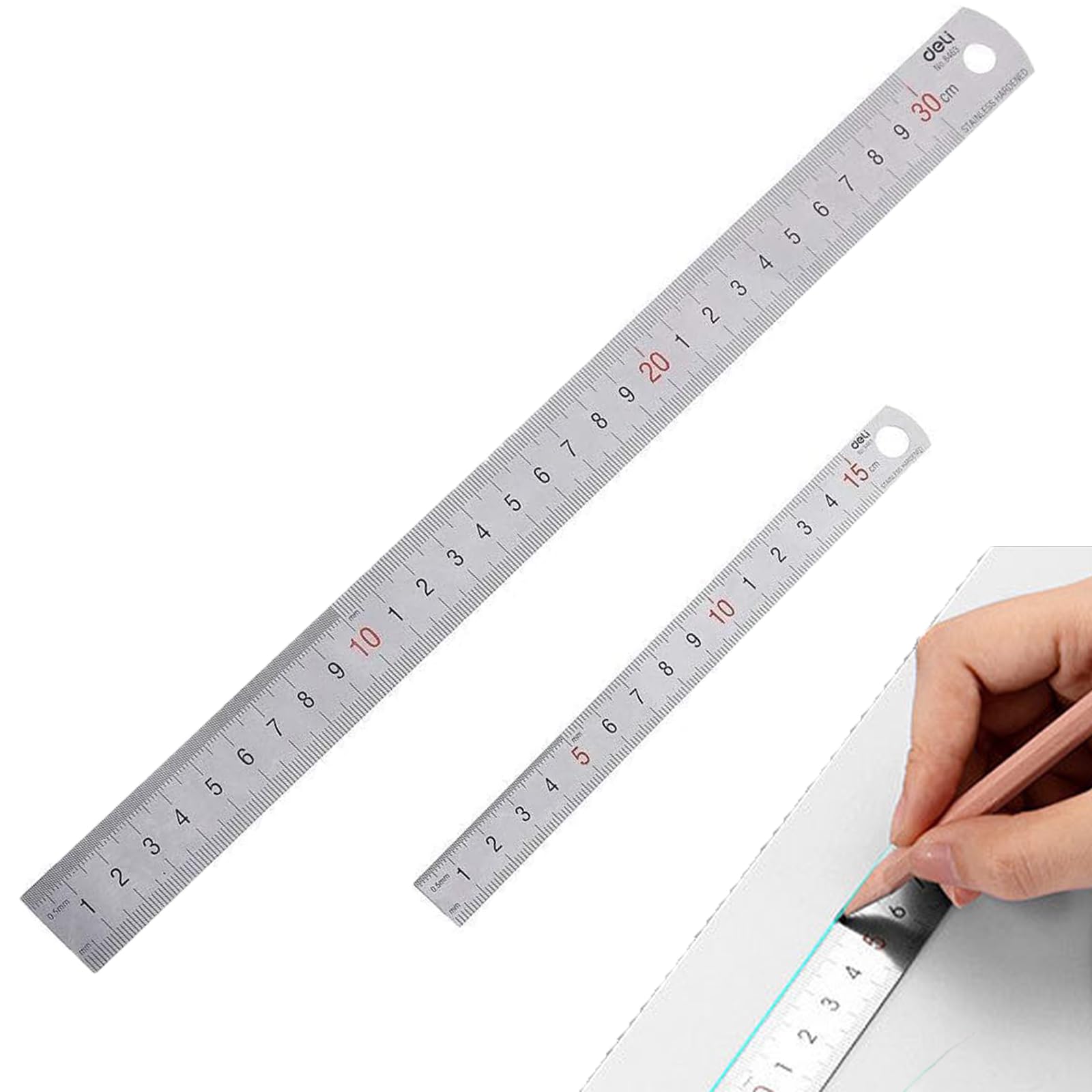 Ginhkok ステンレス直尺 直尺 定規 30cm 15cm 2個セット 測定…