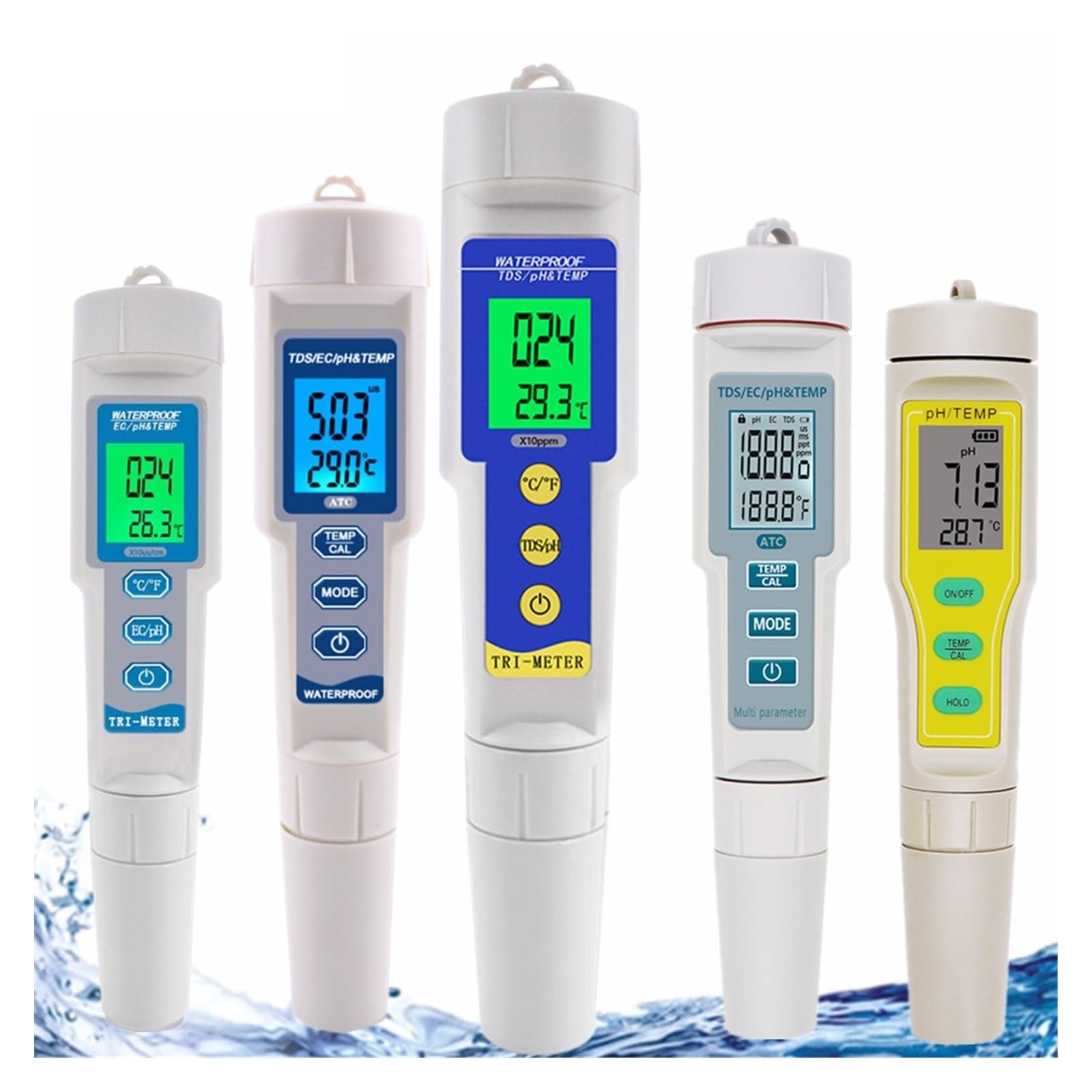 Tester miernika PH, 4 w 1 TDS PH EC miernik temperatury Tester PH testowanie jakości wody Monitor temperatury długopis narzędzia pomiarowe na bazie kwasu,Woda pitna, Hydroponika, SPA, Browarnictwo(TD