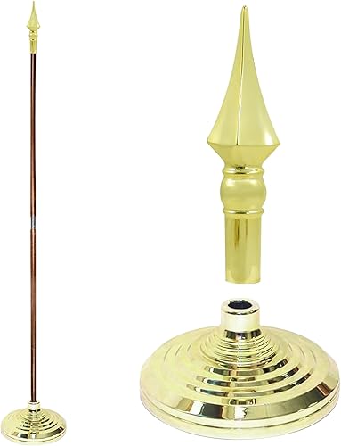 Miniatura 8 de Super Tough Kit de asta de bandera para interiores, sin bandera (lanza de metal, poste de roble de 8 pies)