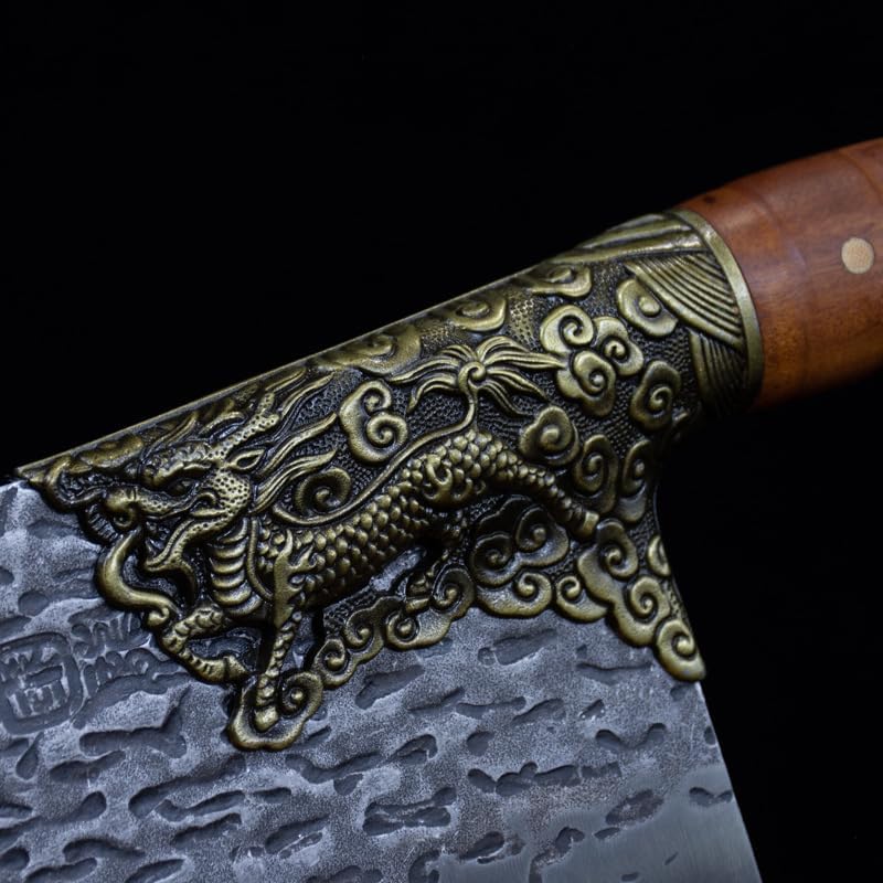 Meat Cleaver,Cleaver Knife 7 Inch Chopper Knife Handmade Forged Fixed Blade Sharp Hatchet Cleaver Longquan Kitchen Knives Wood Handle Meat Poultry Tools, LAMAJIGA5844