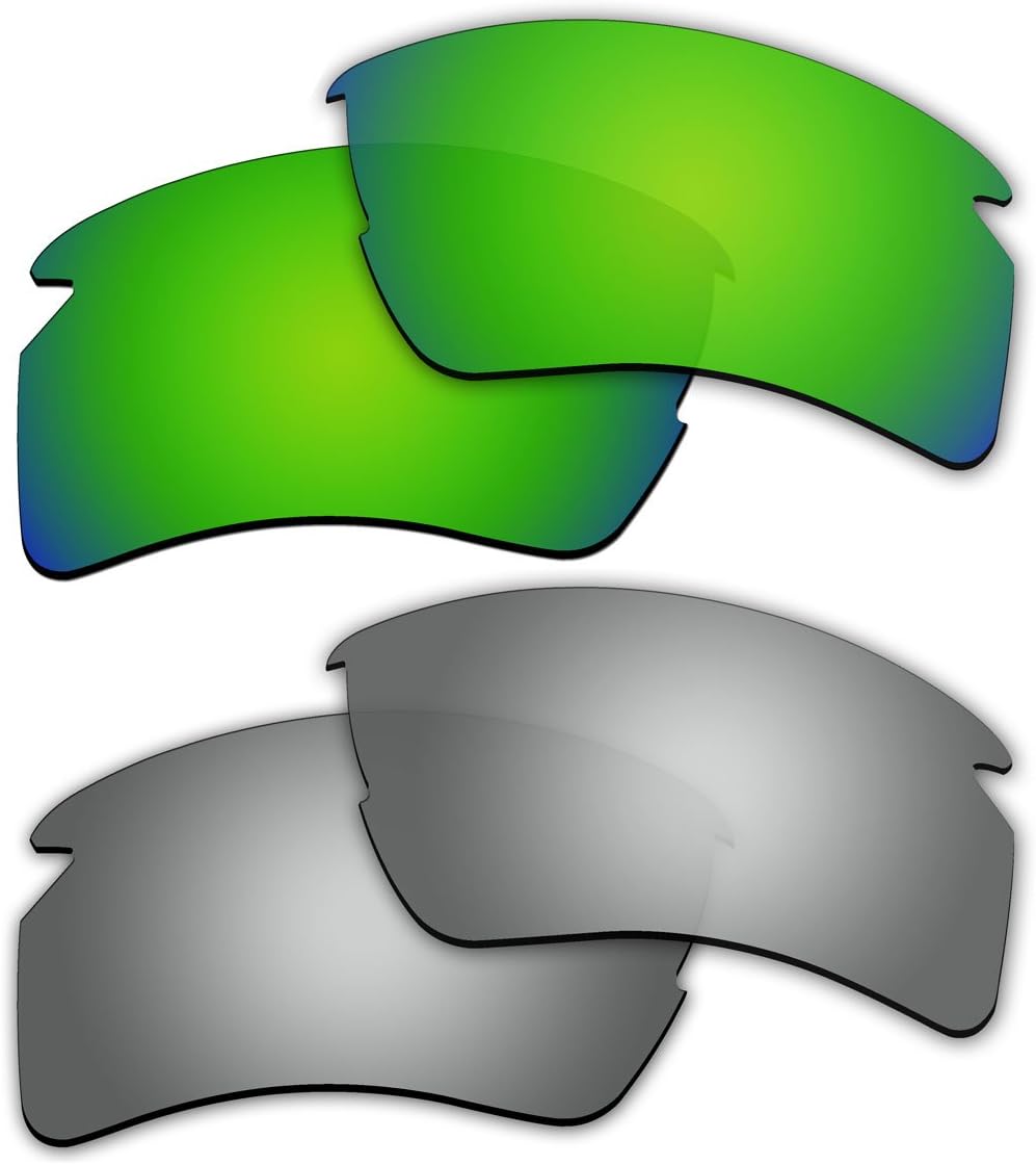 Replacement Polarized Emerald Green and Titanium Lenses for Oakley Flak 2.0 XL Sunglasses