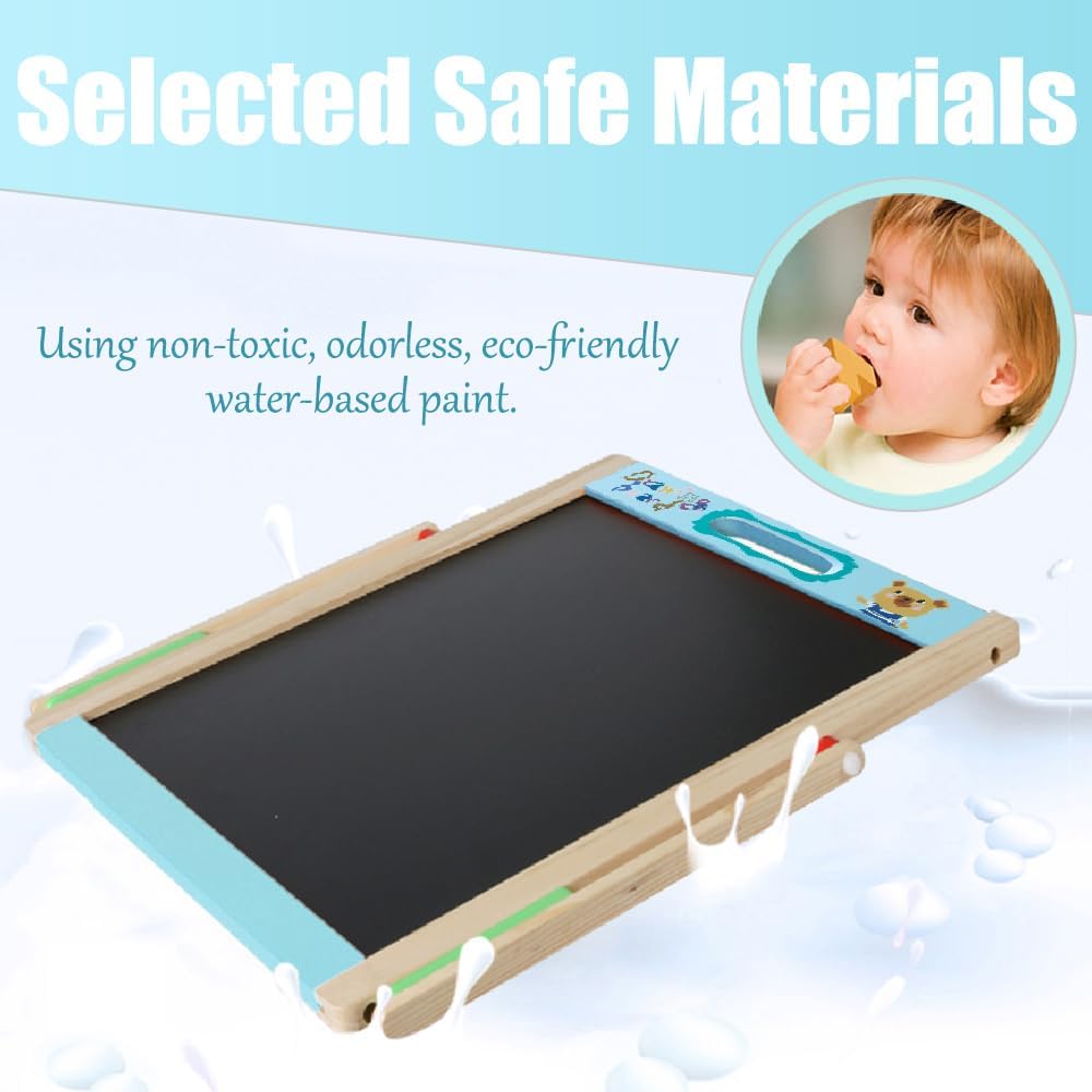Easel Kids, Tabletop Chalkboard & Whiteboard Children, Stand Dry Erase Board Double Sided Desktop Drawing Board, Portable Art Easel with Magnets Letters and Numbers Gift for Boys Girls