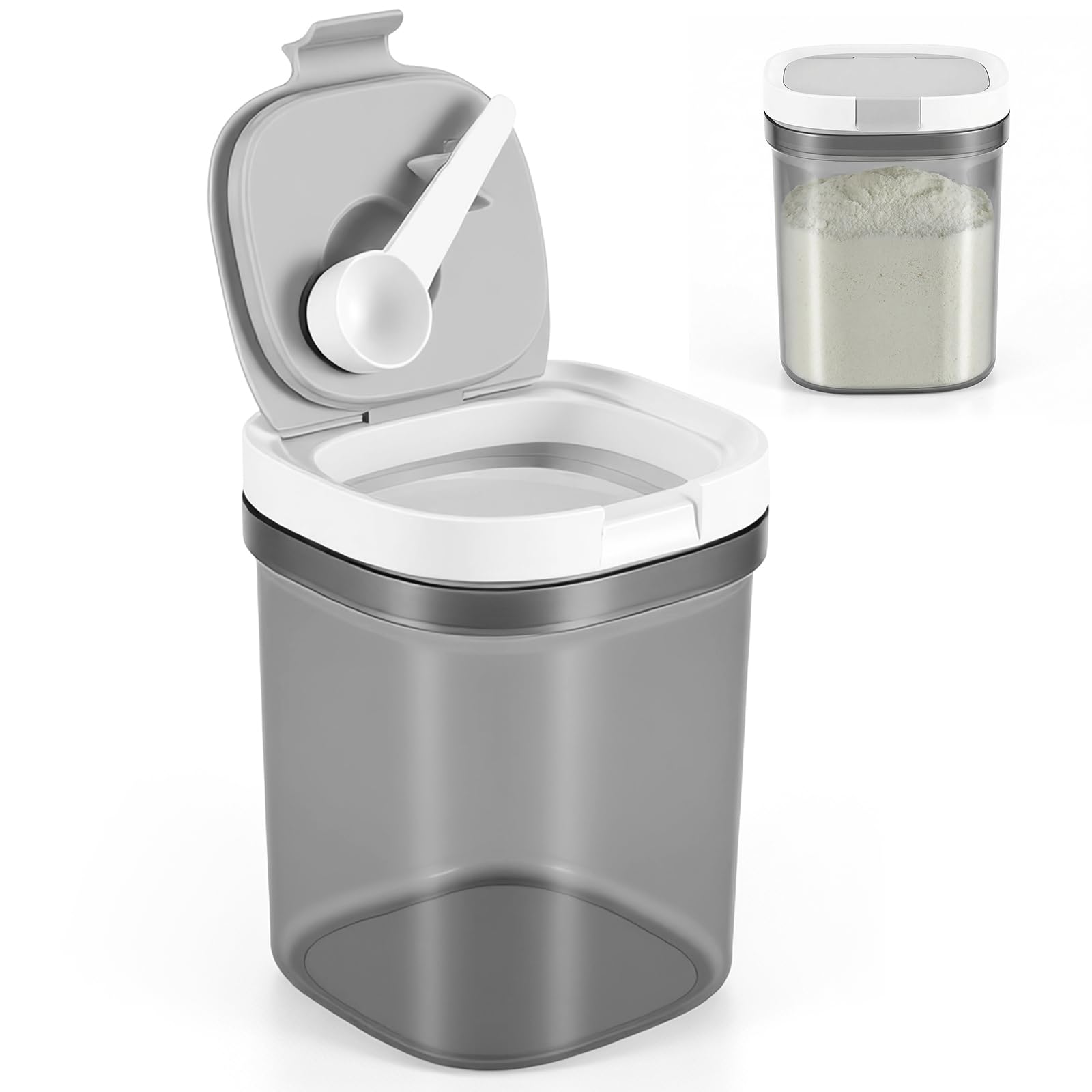 Vakuum Kaffeedose 1300ml luftdicht mit Löffel, kaffeepulver behälter für Kaffee, Milchpulver, Müsli – getönter Behälter lichtgeschützt, lebensmittelecht, Box-Set