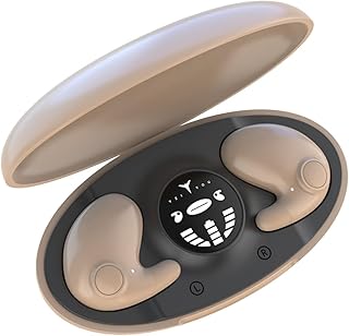 2023 New Hidden Earbuds Earphone Waterproof, Wireless Earphones Wearing Senseless Bluetooth Earphones Sleep Noise Reduction Earphones Wireless Charging Case, Dual Noise Reduction (Beige)