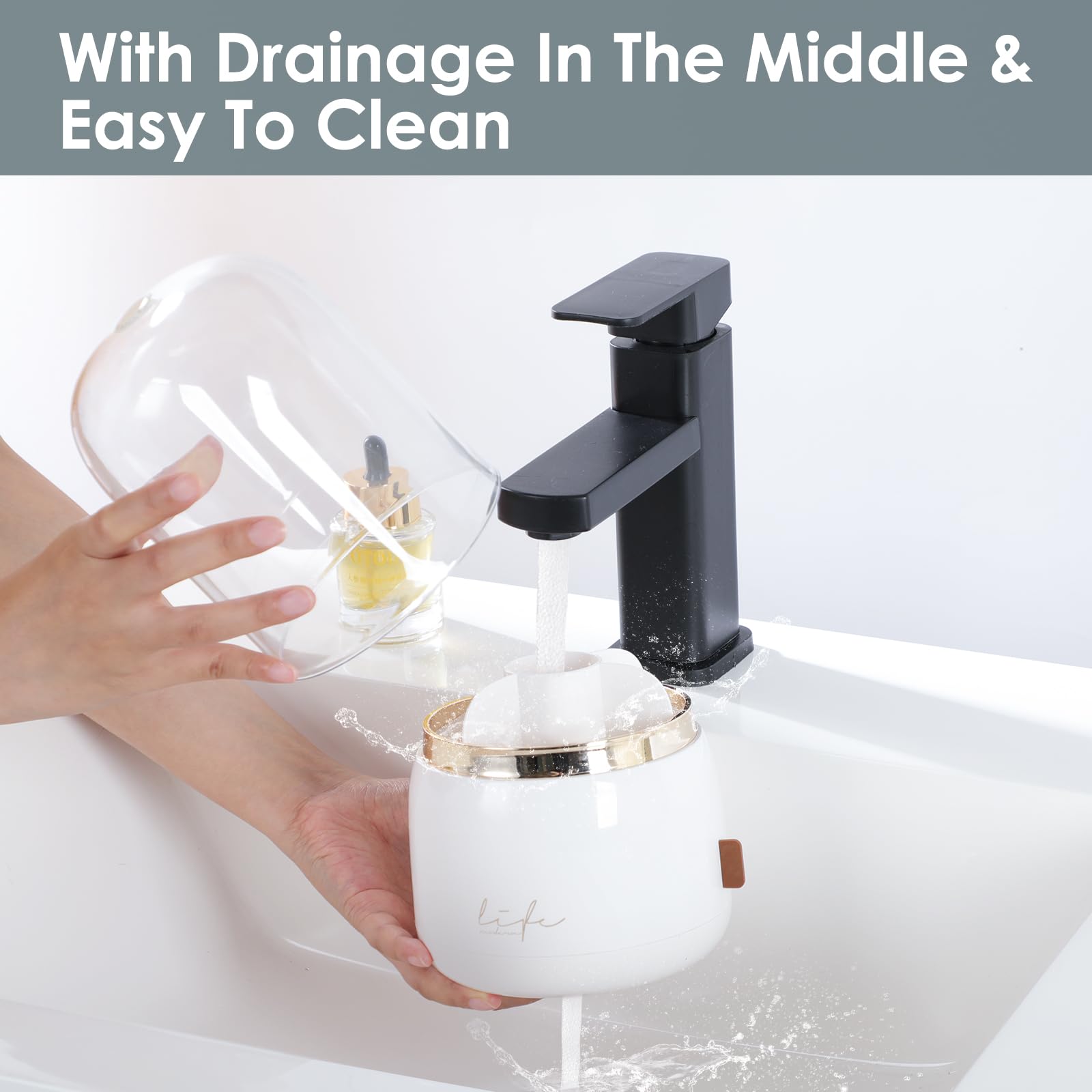 Soportes para cepillos de dientes para baños, 7 ranuras giratorias con tapa y drenaje de agua, soporte para cepillo de dientes eléctrico para niños y soporte de pasta de dientes para accesorios de