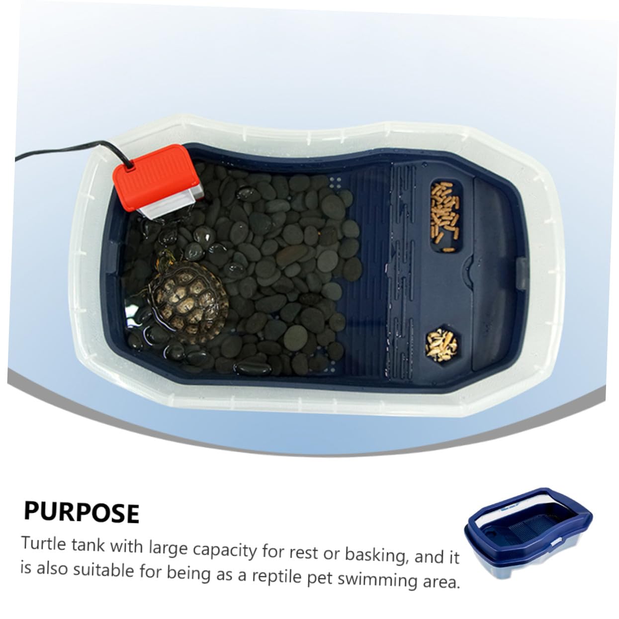SUPVOX Tanque y Adecuado al Alimentación Hibernación de Tortugas para para Agua Solar, Plástico Resistente Desgaste, Doble Estructura Comedero Terraza
