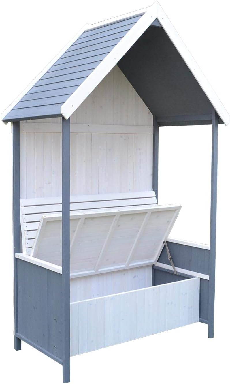 AIRWAVE Juliet Garden Wooden Arbour Seat Outdoor Storage Bench, White