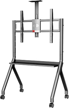 42"-75" Smart Board Stand for Interactive Whiteboard,Mobile Stand for Smart Whiteboard with Lockable Wheels,Smart Board for Classroom OfficeSilver