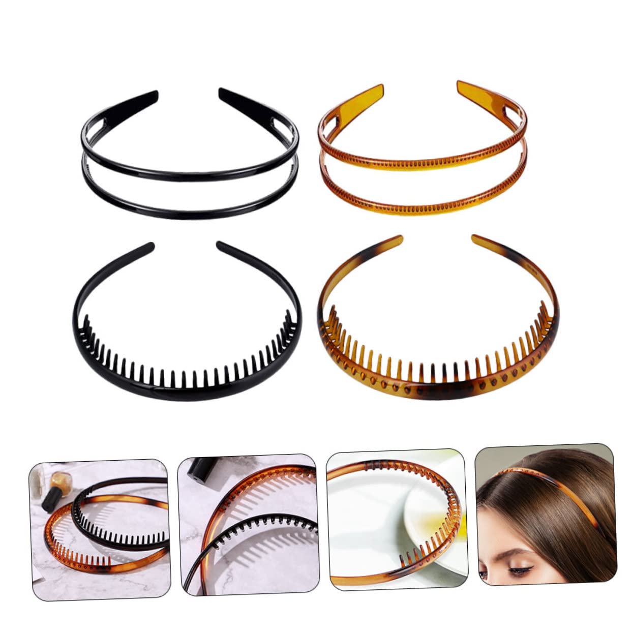 FRCOLOR 12 Pz Soffione a Sottile Per Ragazze Fasce Per Le Donne Non Bandana Pettine Per Uomo Pettini Per Da Donna Mancare Anello Per Ragazza