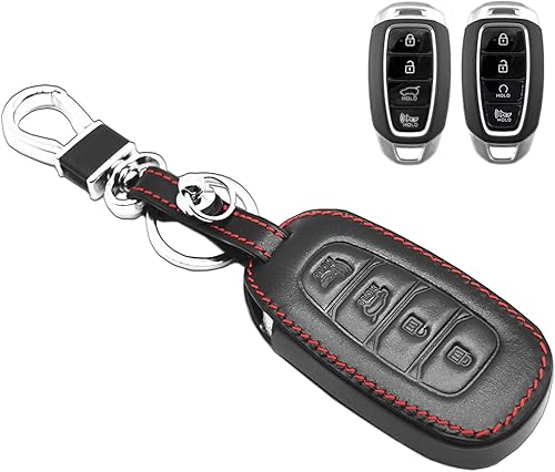 MECHCOS Compatible con Hyundai Elantra N GT Kona Electric Santa Fe Azera Accent Palisade Veloster N Funda de cuero para llavero