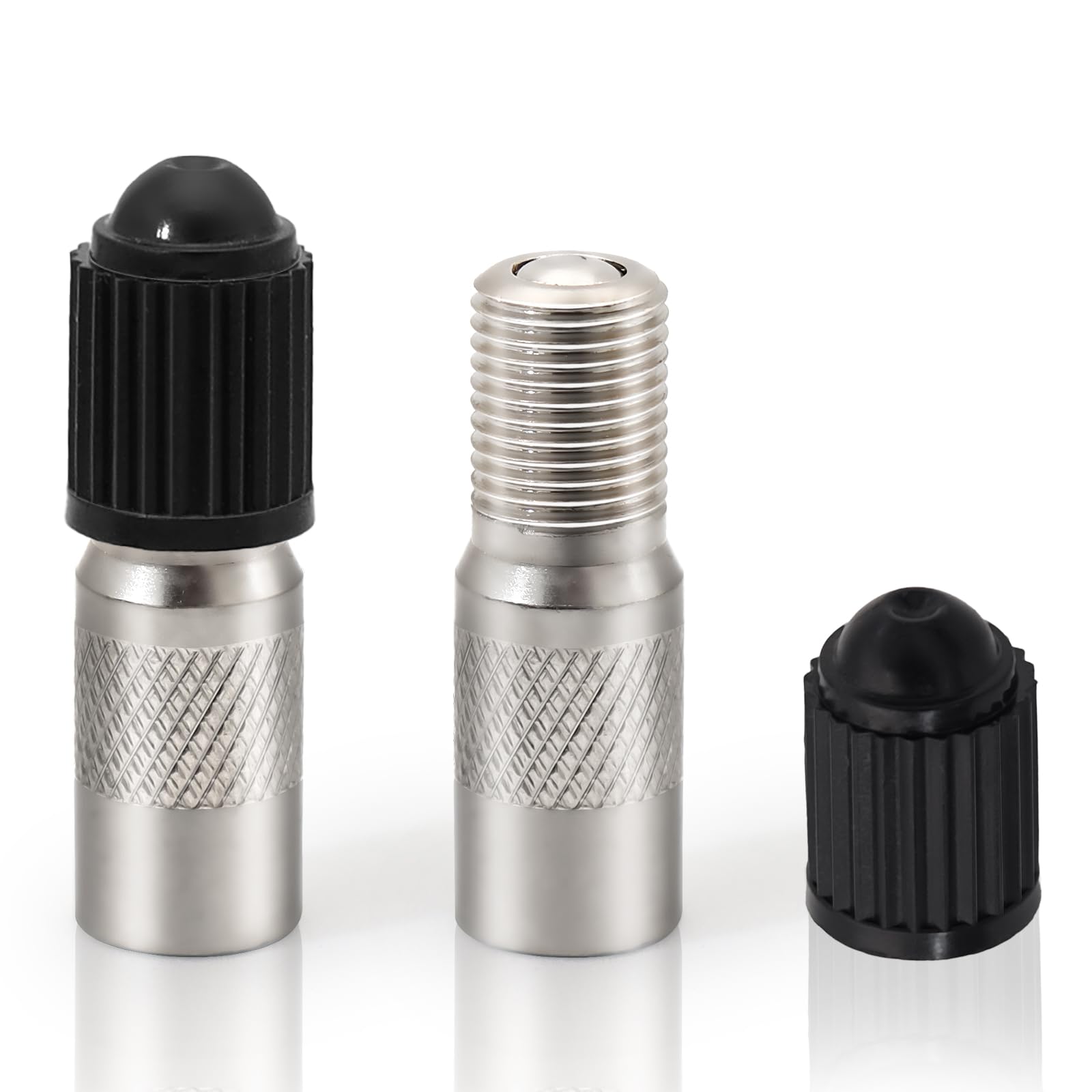 Aerzouser 2 Stück 27mm Ventilverlängerung Autoventil, Mit 2 Ventilkernabdeckungen，Ventilverlängerungen，Ventilverlängerung e Scooter,Autoventil Verlängerung, Geeignet für Autos, Motorräder, LKWs usw