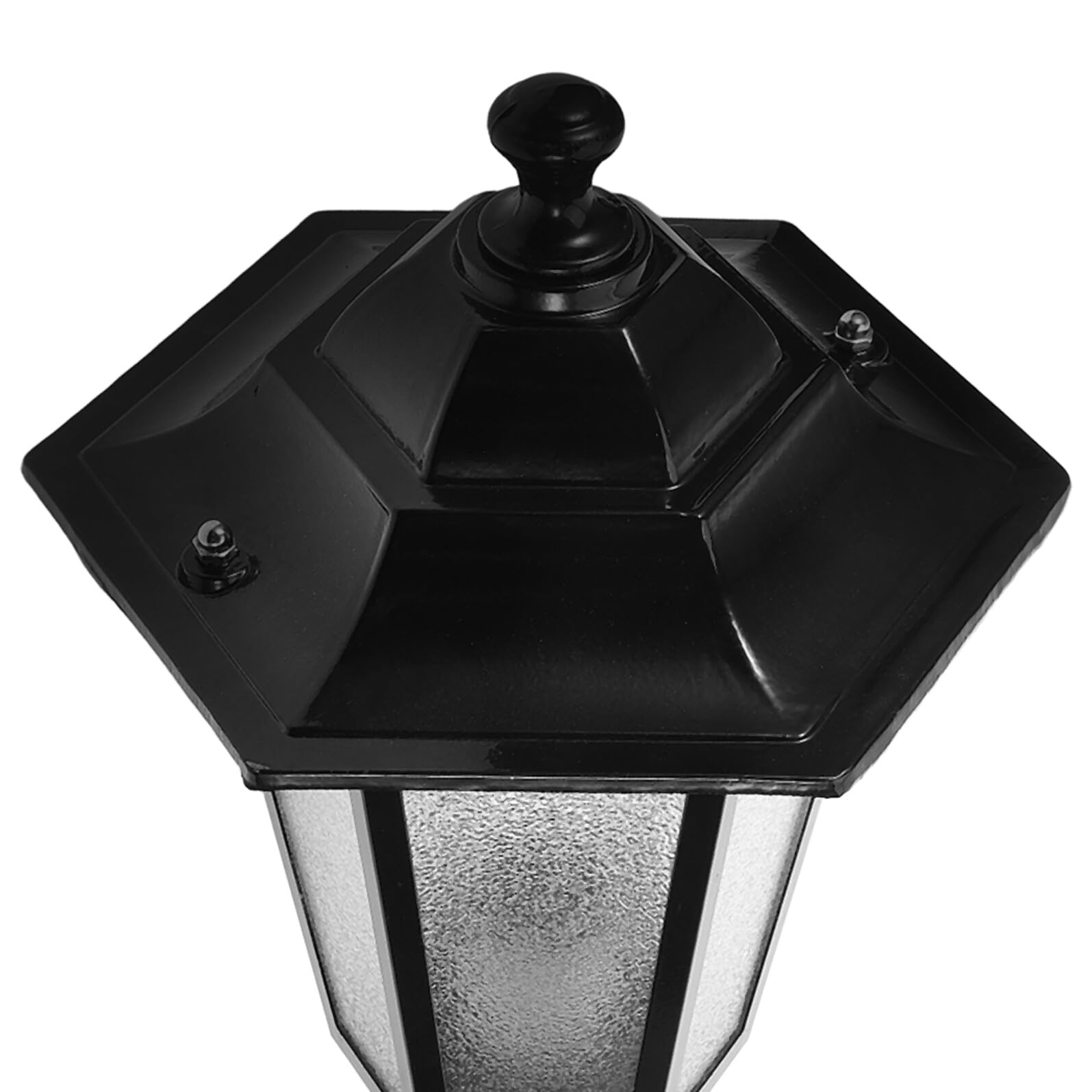Lampione da Esterno a Colonna in Vetro e Metallo Lanterna Decorativa Esagonale Stile Villa Lampada da Giardino Compatta per Porte e Cortili Installazione Semplice