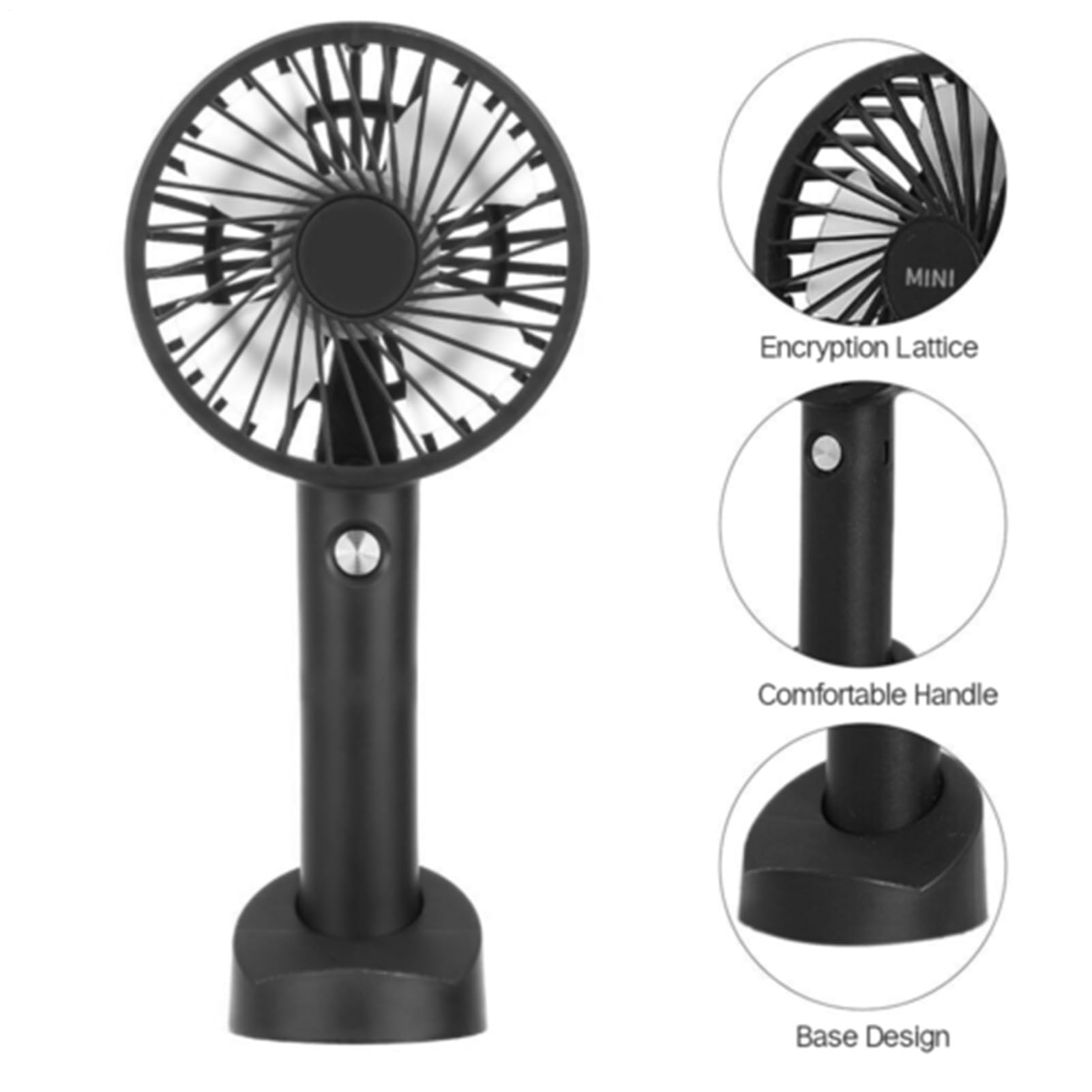 Generico Tragbarer Ventilator – tragbarer Ventilator – persönlicher tragbarer Fan | Kühlung mit 3 Geschwindigkeitsstufen mit Ladestation für Zuhause, Camping, Reisen, Büro, Schlafzimmer, Outdoor, Ven