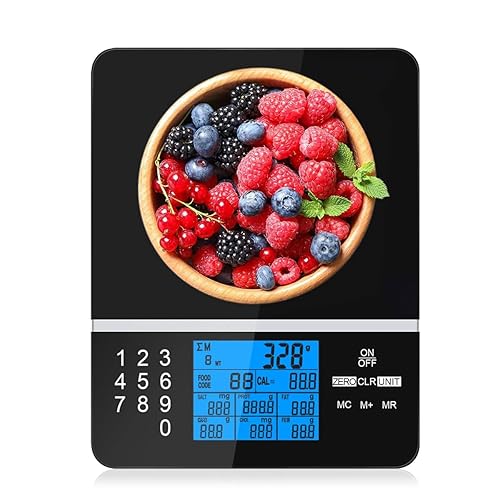 Báscula de dieta de cocina, escala digital de nutrición alimentaria máxima de 11.0 lbs11 Ib con pantalla de información nutricional, calculadora de