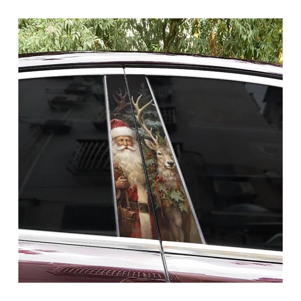 Decorative Items 2pcs Santa Claus Car Center Column Sticker DIY Car B-Pillar Decorative Stickers(D)