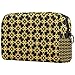 Grande trousse de maquillage multifonction avec motif géométrique doré sur fond noir