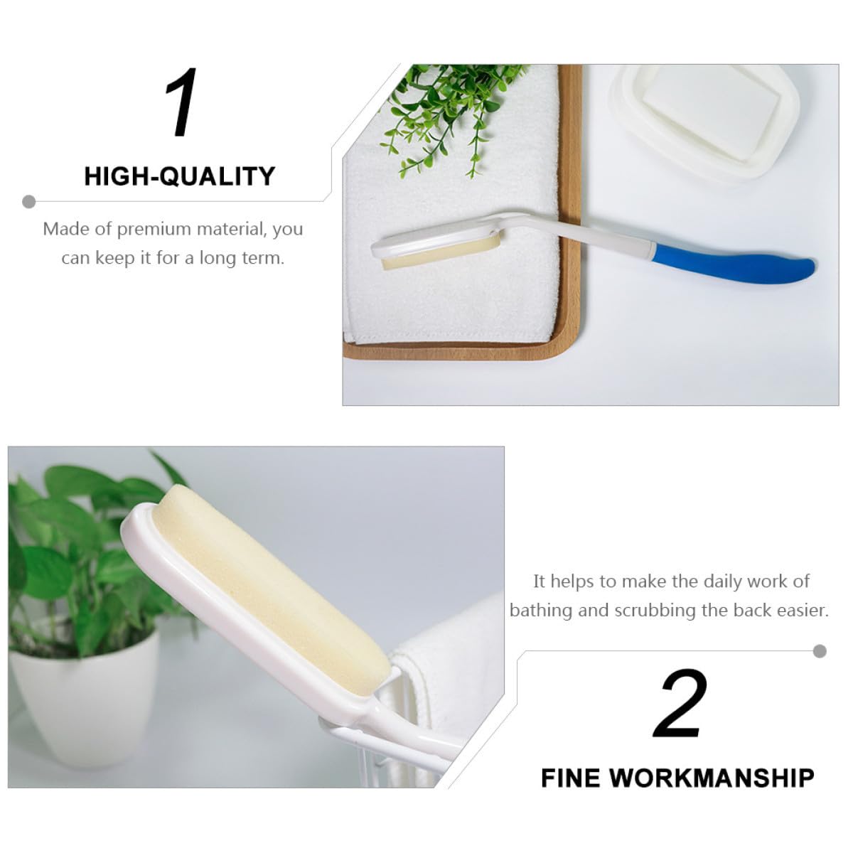 DOITOOL 3pezzi Spazzola Per Schiena Lungo Manico Scrubber Doccia Esfoliante Morbido Materiale Per Rimuovere Morta e La Circolazione Per Bagno e Benessere Blu