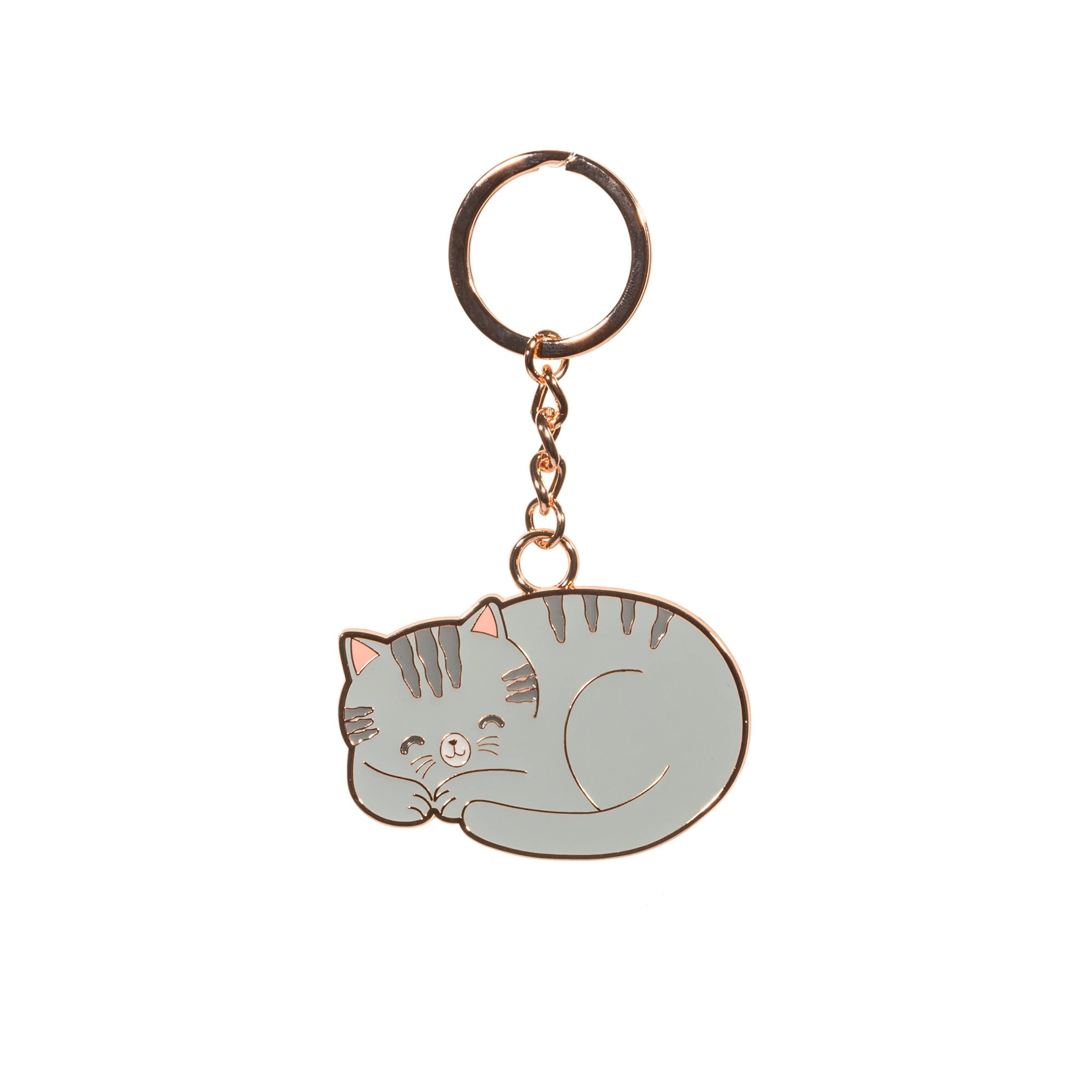 Sass & Belle Unisex Grey Cat Enamel Keyring