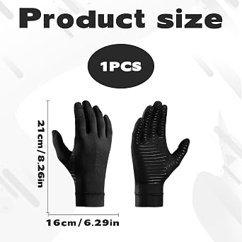 Qianeffort Copper Compression Gloves,Full Finger Copper Arthritis Gloves,Copper Infused Glove for Wrist Support for Carpal Tunnel Arthritis Tendonitis Alleviate Rheumatoid Pains(Black, M)