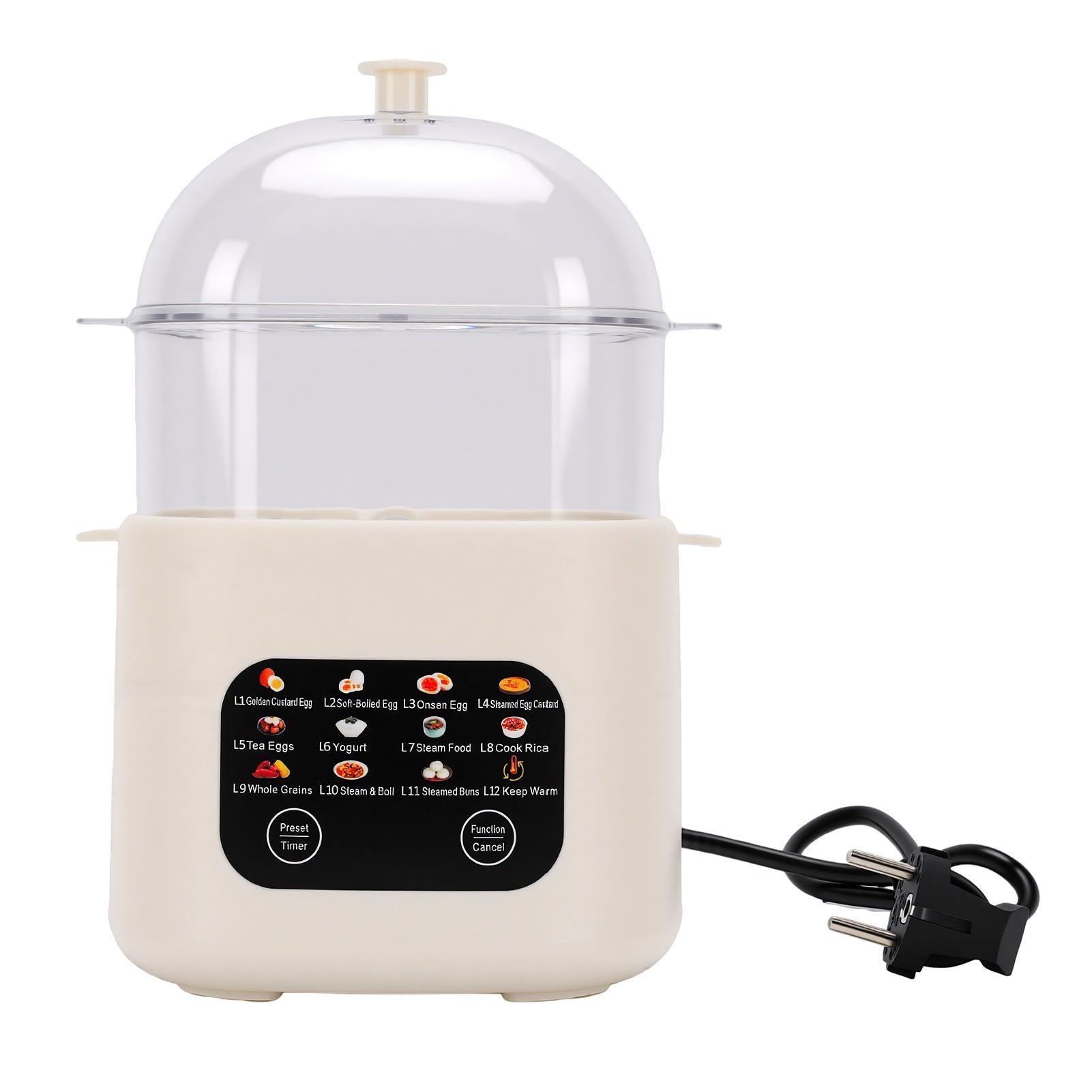 Haofy Cuociuova Elettrico, Bollitore per Uova con Timer 24H, 12 modalità,
