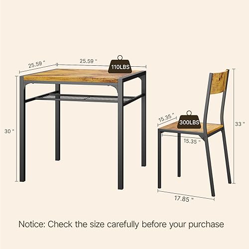 Vista 20 de Gizoon Juego de mesa de comedor para 2, mesa de cocina de 3 piezas con 2 sillas para espacios pequeños, apartamento, cocina, comedor, ahorro
