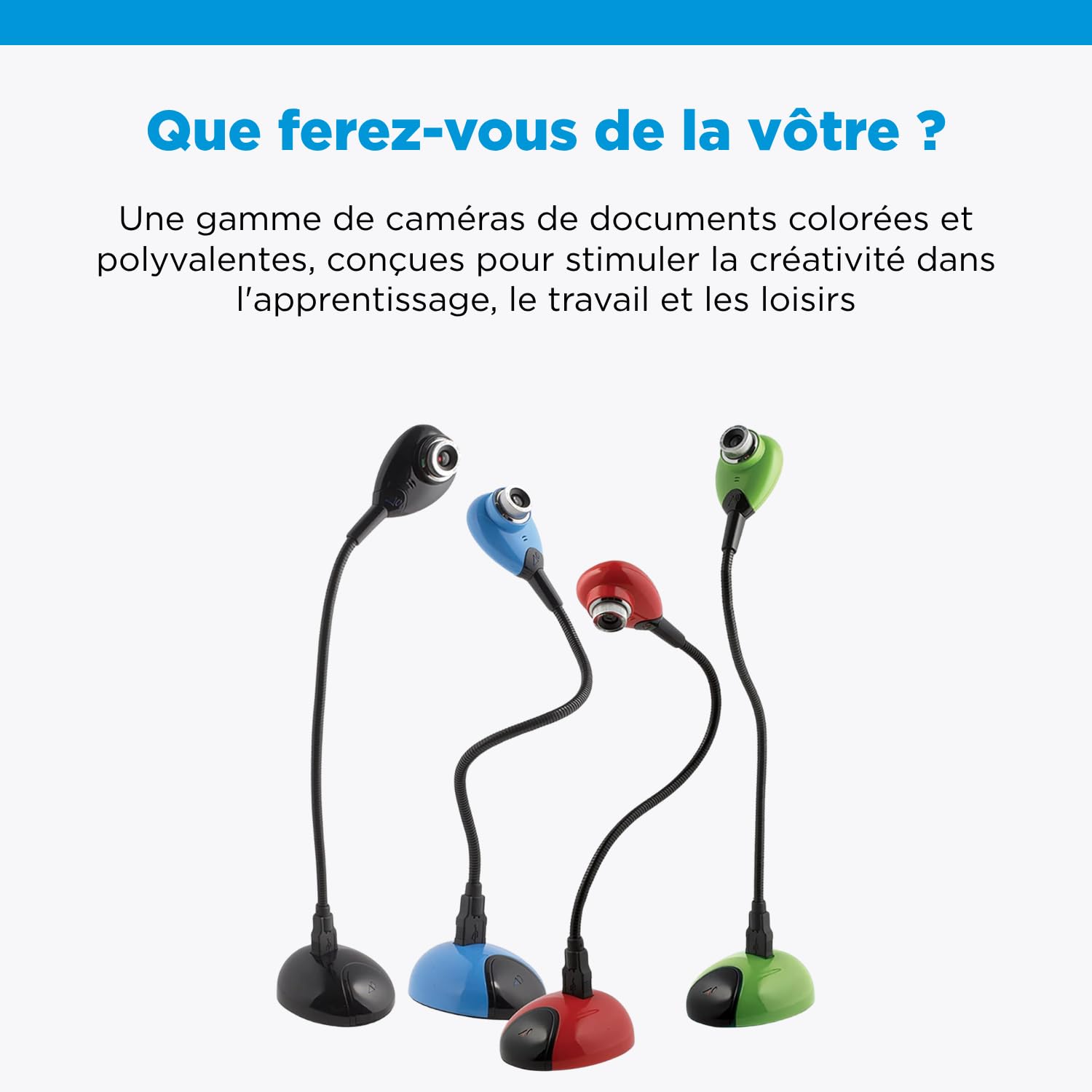 HUE HD : Caméra USB Flexible et Visualiseur Portable, Full HD 1080p (Bleu)