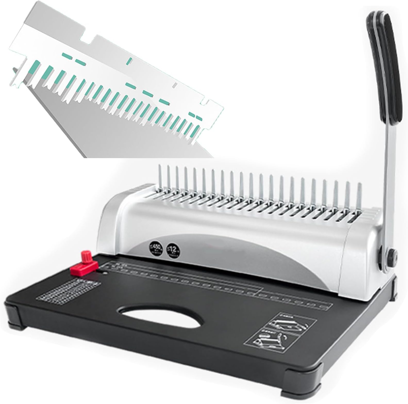 Binding Machine, Manual Paper Punch Binder for Office & School Use, 21-Hole Comb, Handles Up to 350 Sheets, Compatible with A4/A5 Paper Sizes