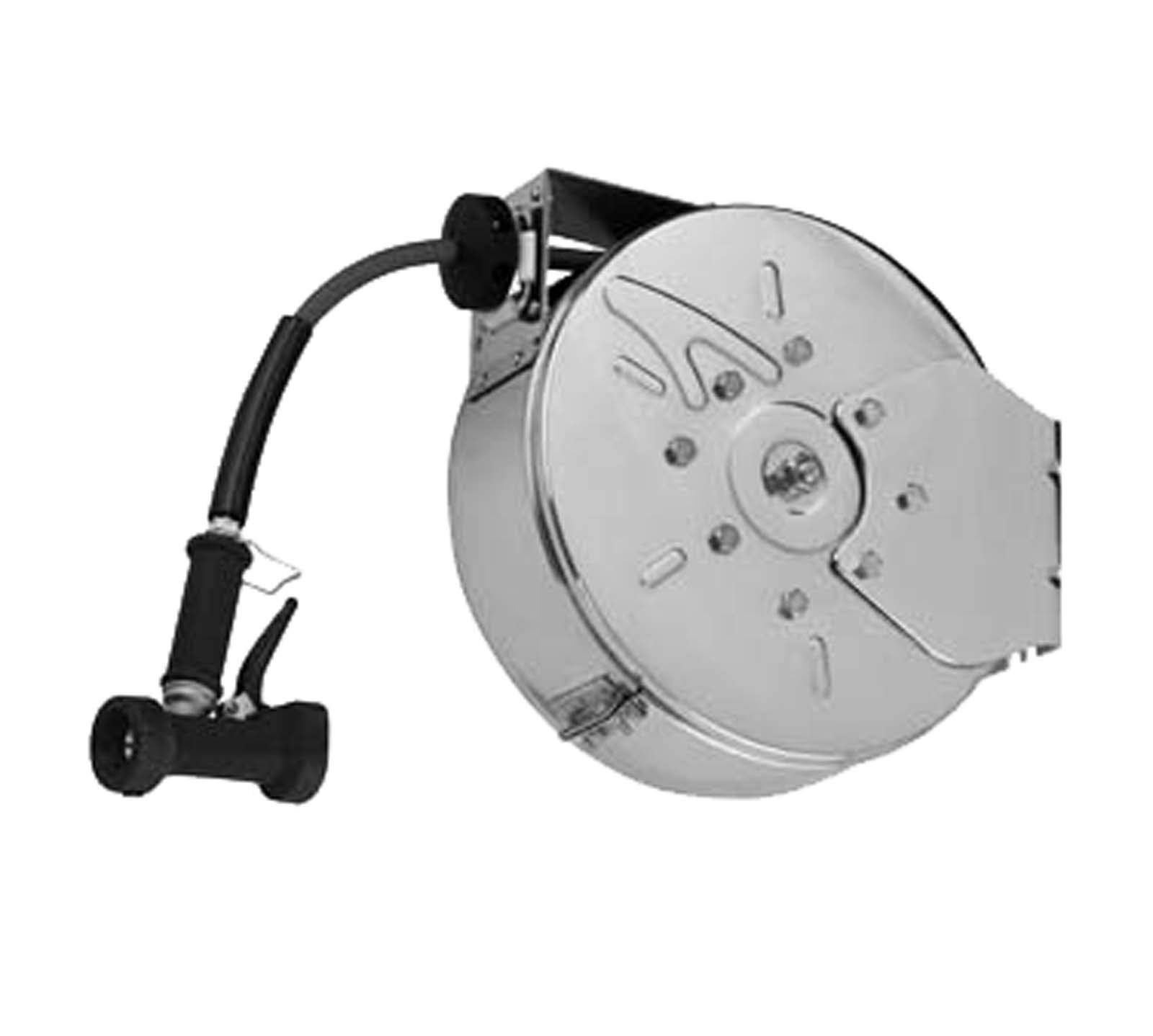 Enclosed Stainless Steel 30-Feet Hose Reel with Rear Trigger Water Gun by T&S Brass – not_applicable, 1.0 load, Stainless Steel, White, Model B-7122-C02