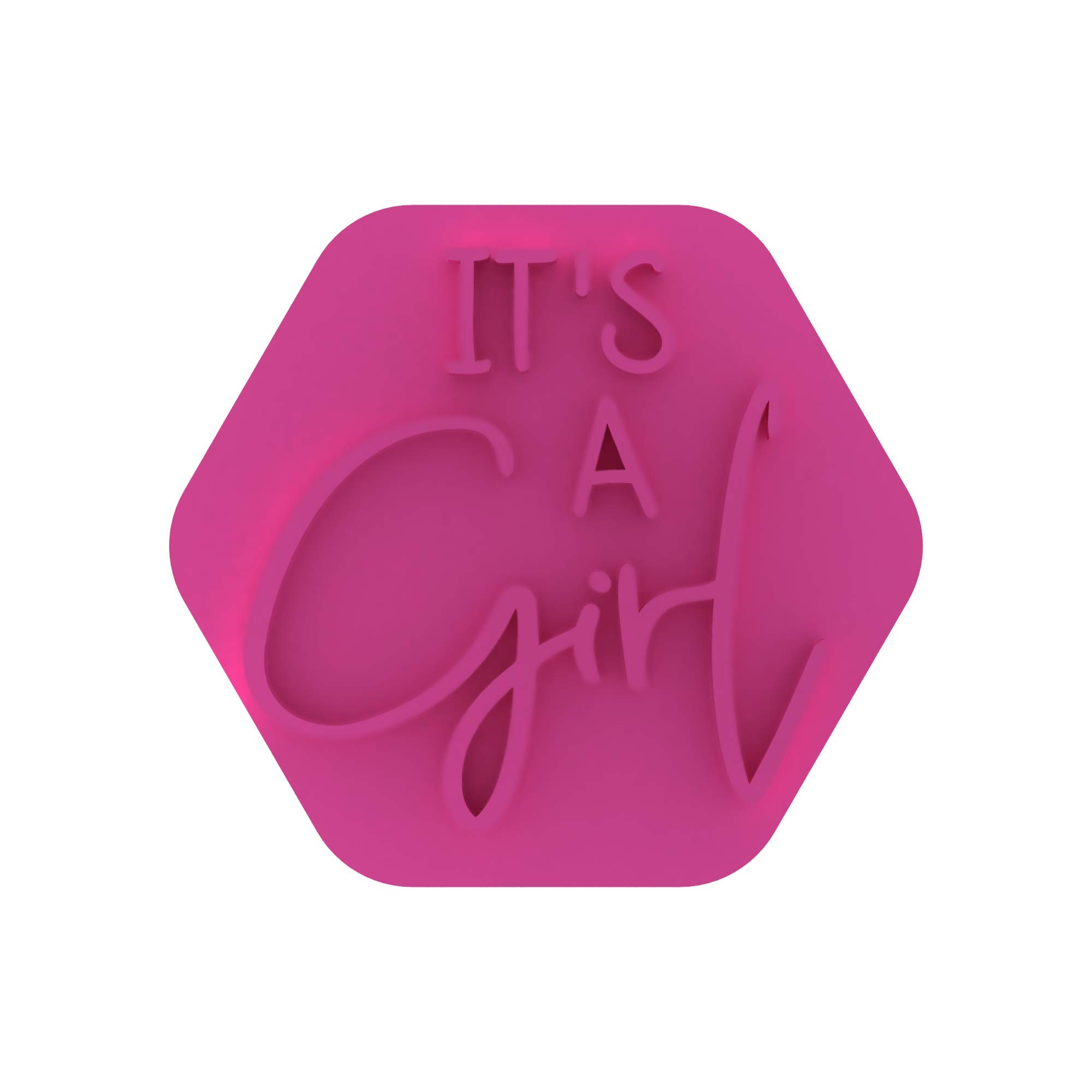 LissieLou It's a Girl Cookie Stamp Baby Shower or Gender Reveal Party Icing Fondant Embosser - Light Pink