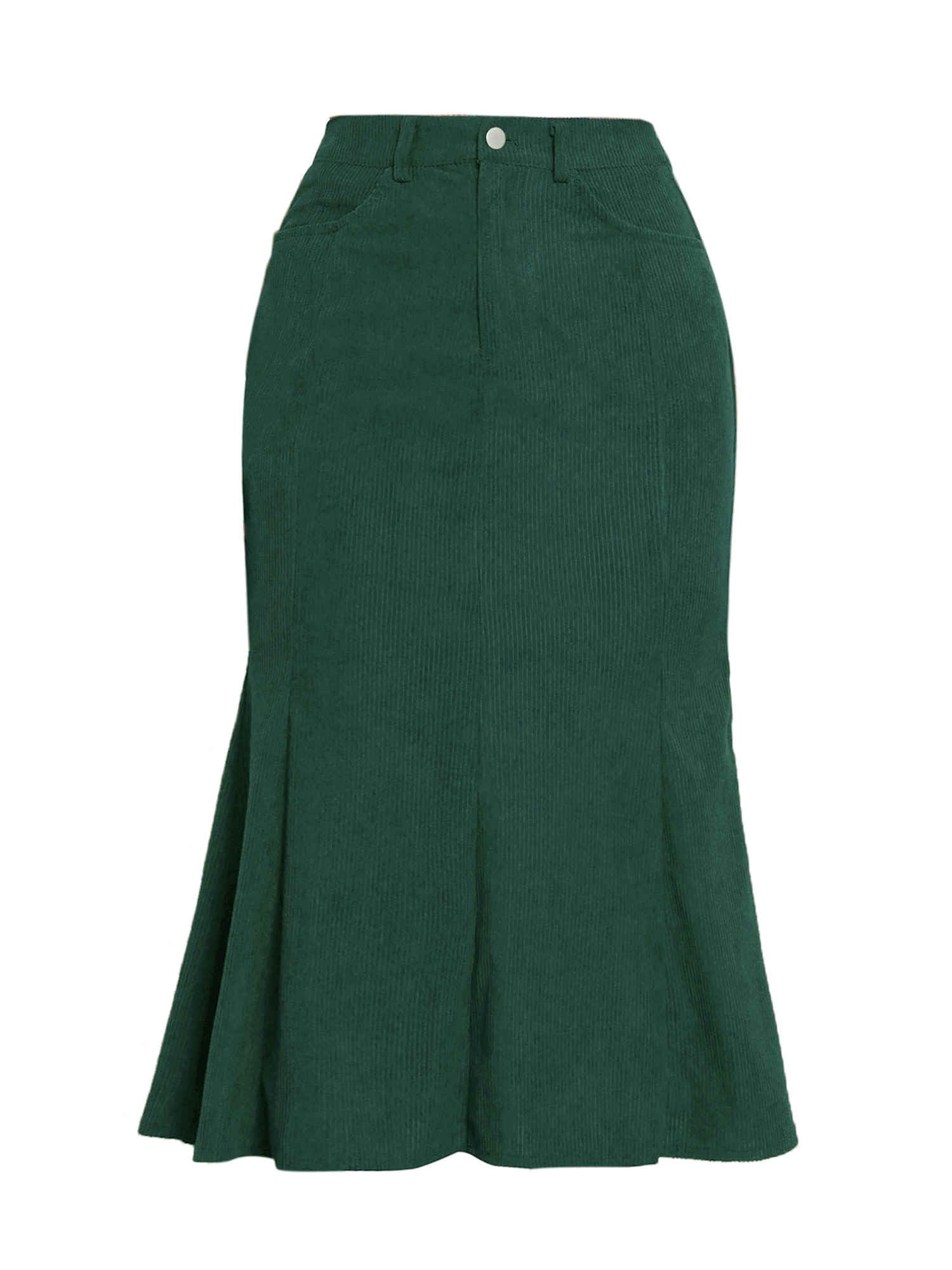 Allegra K Corduroy Skirt for Women Fall Winter High Waist Casual Work Bodycon Fishtail Midi Skirts