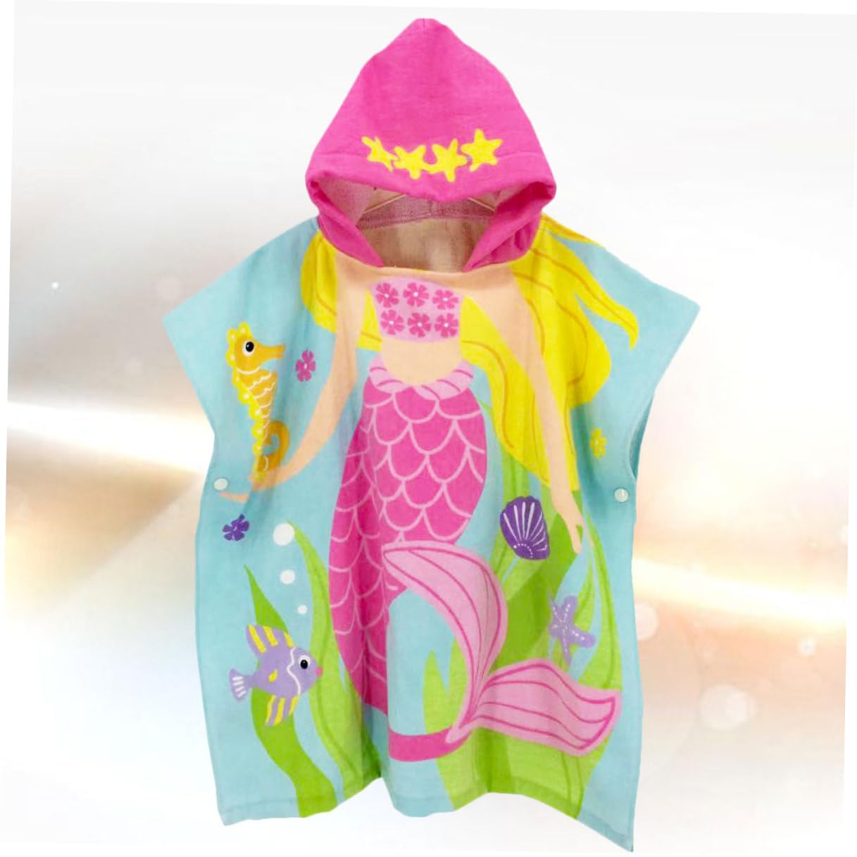 Levemolo Serviette de Plage à Capuche pour Garçon Fille Poncho Bain Léger Coton Peignoir Cartoon Sirène Cape de Bain Portable pour Garçon Fille