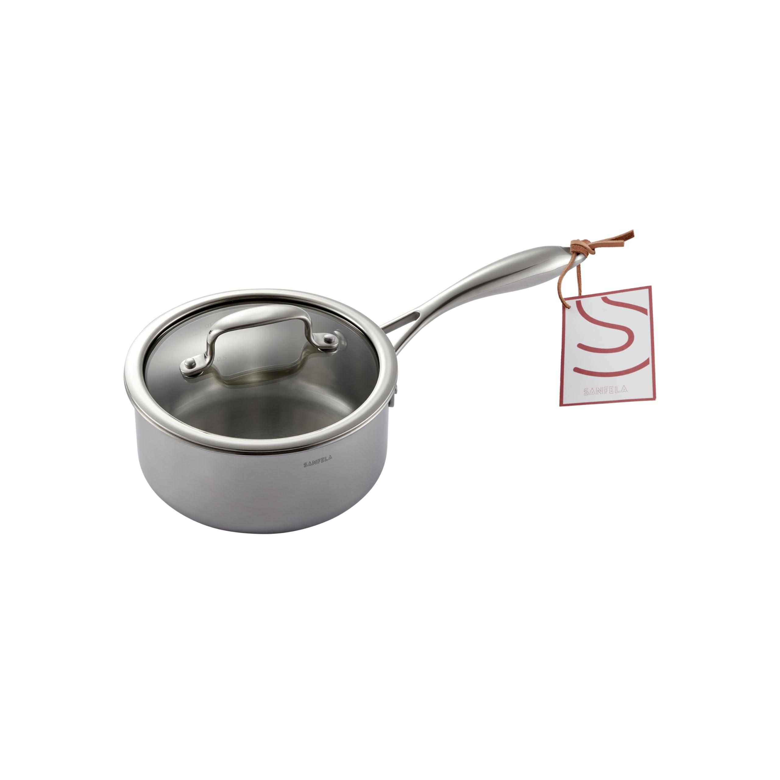 Olla Acero Inoxidable 5 Capas con Tapa Cristal, 16 cm/1.4 L