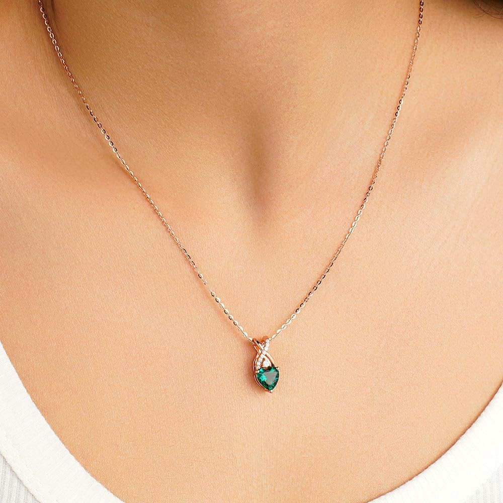 MSBLUE® 1ct Sapphire Pendant Necklace, 14K Rose Gold Vermeil, Christmas Gift for Women - Image 4