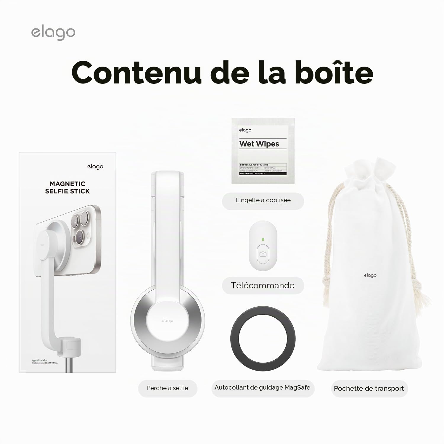 elago Trépied Perche à Selfie Compatible avec MagSafe pour iPhone/Galaxy