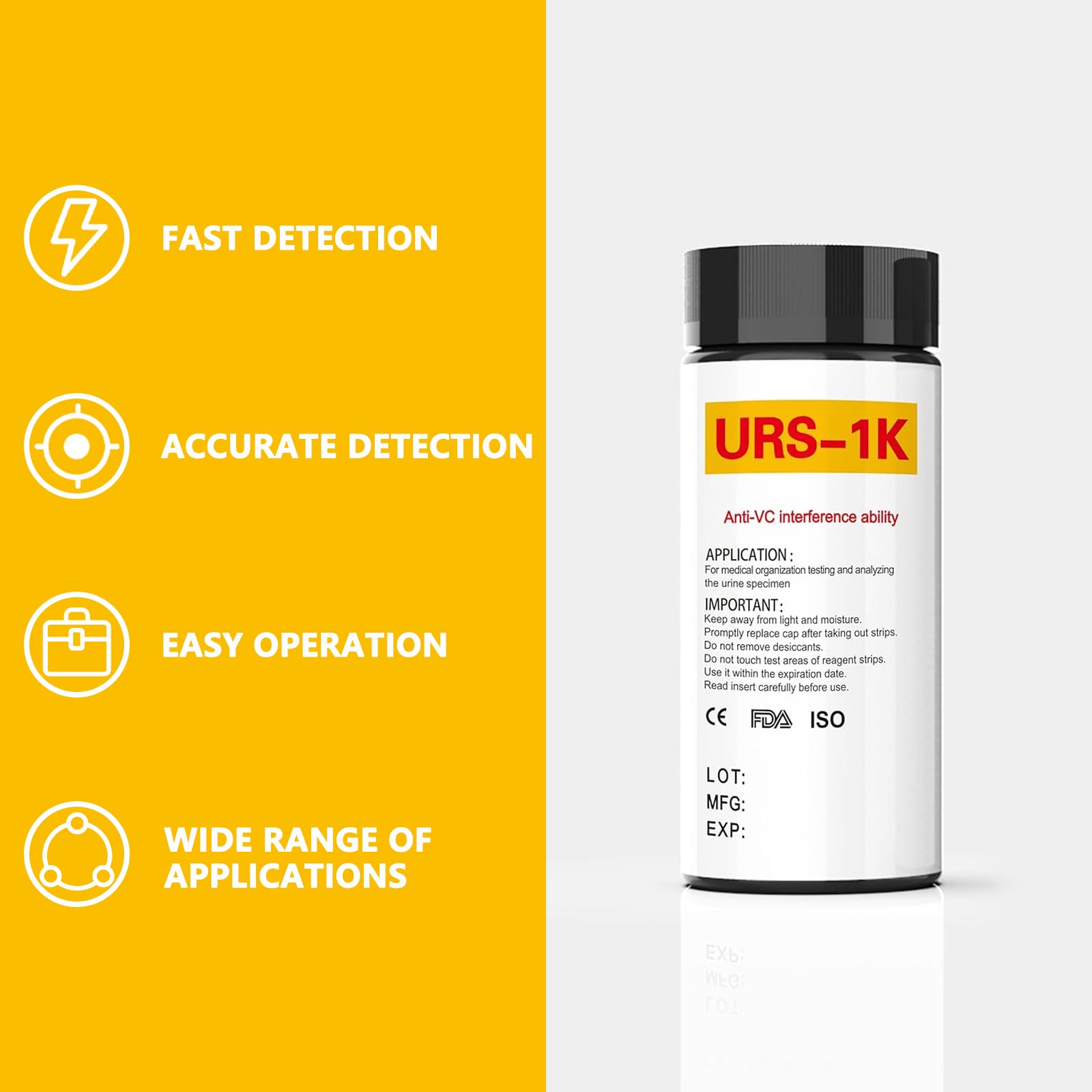 Urin Ketose Teststreifen URS-1K, 100 Streifen Keton Teststreifen Home Ketosis Tests Analyse Professionelle schnelle Tests
