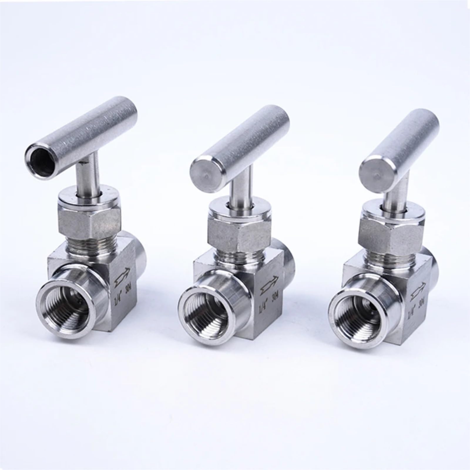 Zawór, 1 szt. Zawór iglicowy ze stali nierdzewnej 304 z gwintem wewnętrznym 1/8" 1/4" 3/8" 1/2" BSP Kontrola przepływu z uchwytem o jednym kształcie(1/8 Inch)