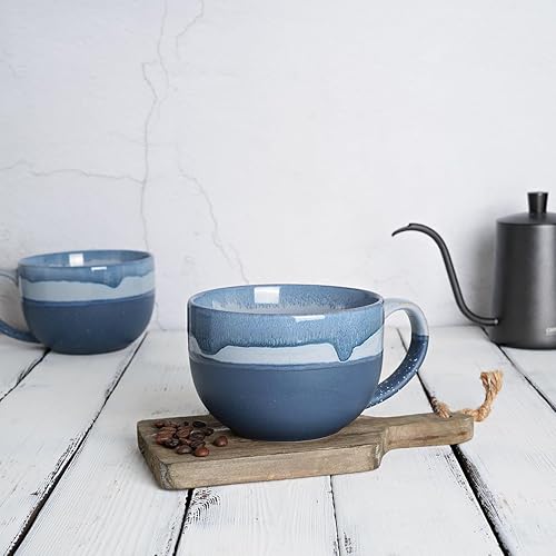 Miniatura 4 de Bosmarlin Taza de café de cerámica extragrande, 23 onzas, apta para microondas y lavavajillas, taza de té grande de gran tamaño para oficina y