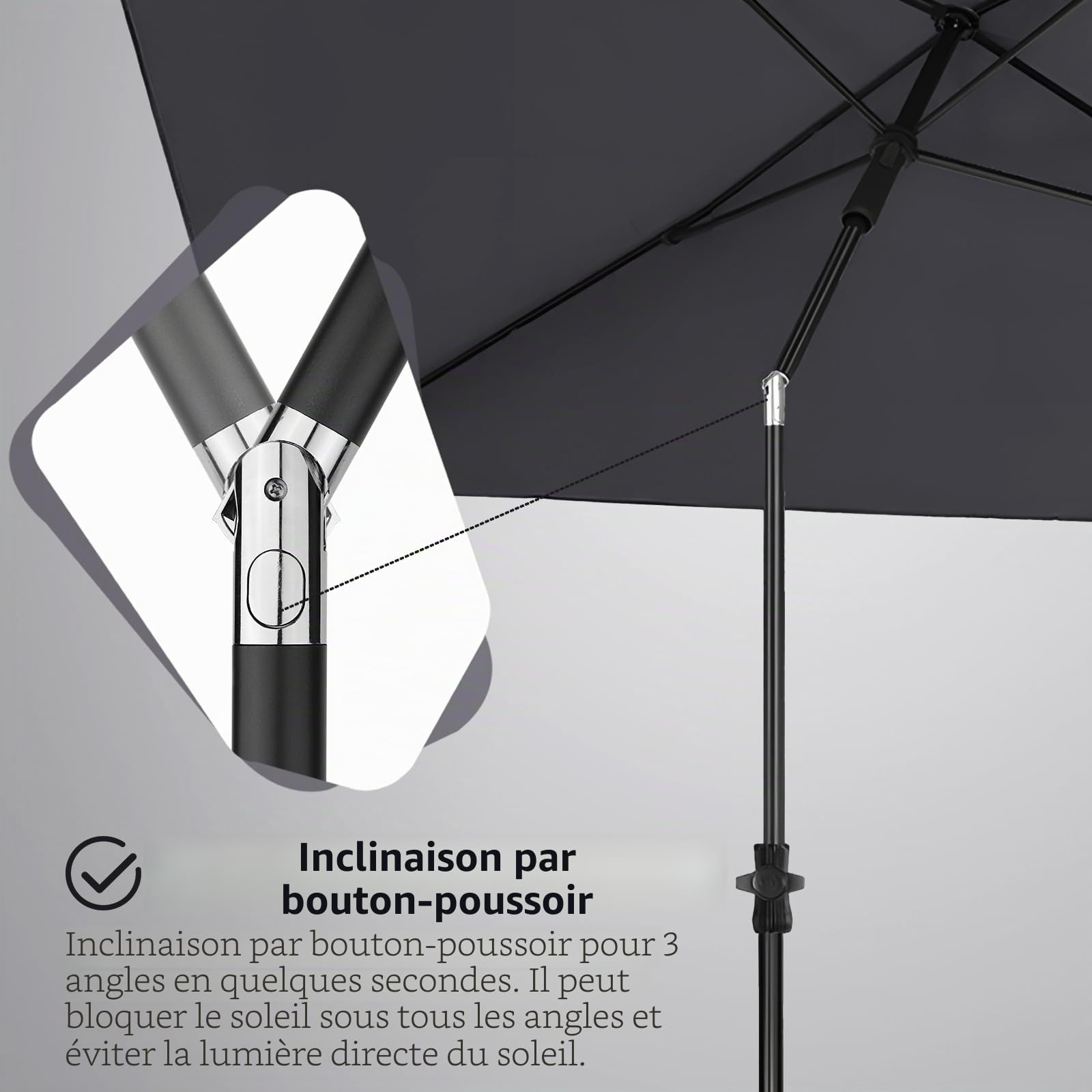 Sekey Parasol Rectangulaire - Avec housse de protection, Pivotant et Ajustable en hauteur, Protection UV UPF50+